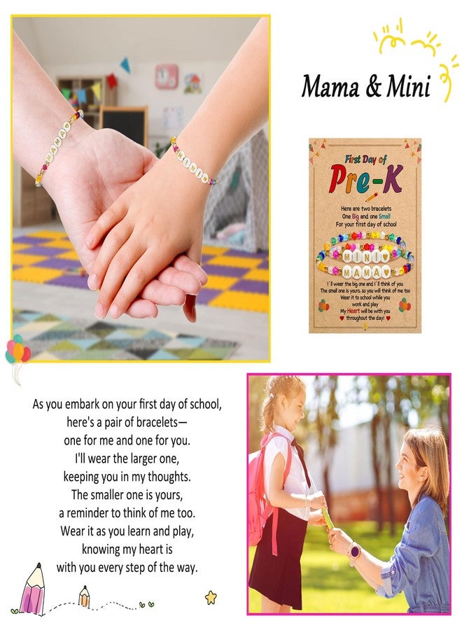 BAYLAY First Day of Preschool Bracelet Gifts - Colorful Beaded Bracelets Mommy and Me Bracelet Back to School Gifts Stuff Supplies Mother and Daughter Bracelets - Image 3